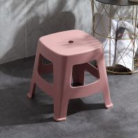 加厚塑料凳子40厘米家用成人35公分矮板凳37中32cm儿童浴室小板凳 圆孔小凳-北欧粉[坐高32cm] 1张单价[每张