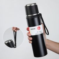 唯水304不锈钢保温杯24小时保温杯男款大容量特大号高档保温杯 820ML纯正304 商务黑