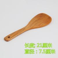木勺子实木汤勺家用长柄大号日式木勺饭勺木木头勺子粥勺不粘锅勺 21厘米浅色饭铲[电饭煲盛饭]