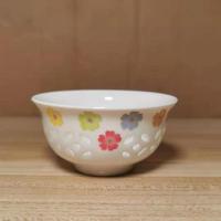 陶瓷玲珑镂空茶杯透明喝茶青花小杯子功夫茶具配件德化品茗茶杯 玲珑小花 4只装