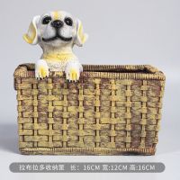 摆件创意家居客厅餐桌玄关电视柜装饰品萌宠狗狗收纳盒摆设 拉布拉多收纳筐