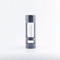 塑玻杯商务办公杯600ML创意水杯带茶隔把手过滤泡茶高硼硅杯子 400ML直杯蓝色 无杯刷