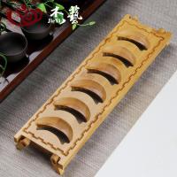黑檀木功夫茶杯收纳架单层晾杯架茶具沥水置物架实木杯托茶道配件 [竹制杯架]长排6格