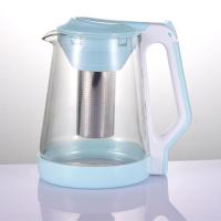 花茶绿茶壶家用玻璃耐热大容量2升泡茶水壶不锈钢过滤茶具套装 蓝色(19001B)