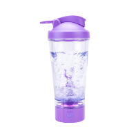 450ml电动搅拌杯螺纹炫彩蛋白粉摇摇杯环保咖啡塑料水杯女 螺旋纹紫色 450ml充电款-灯光