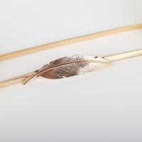 腰链女细装饰时尚百搭配裙子金属弹力松紧金色树叶皮带连衣裙腰链 金色羽毛