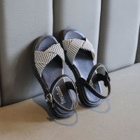 童鞋女夏凉鞋2021新款防滑软底儿童公主凉鞋学生韩版时尚小孩凉鞋 黑色 [脚肉建议拍大一码] 27 内长17.0cm