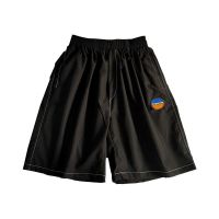 夏季简约松紧腰牛仔短裤男潮流ins百搭宽松直筒韩版学生五分裤子 K12黑色 S