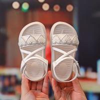 女宝新款凉鞋2021夏软底防滑女童鞋韩版珍珠公主鞋夏季小童沙滩鞋 白色902 29 码内长17.5CM