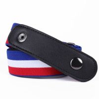 隐形松紧牛仔裤皮带无痕弹力男百搭女士免打孔装饰ins风懒人腰带 蓝白红(升级加厚)可调长短
