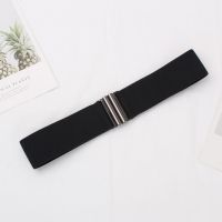 黑色宽腰带女韩版简约百搭女式松紧腰封配羽绒服 女式合金扣裙带 65