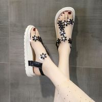 透明凉鞋女仙女风2021年新款夏季时尚水钻松糕厚底配裙子罗马女鞋 黑色 35