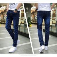韩版潮流夏季弹力牛仔裤男士直筒商务小脚休闲长裤子修身宽松男装 蓝色[单件] 27