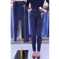 高弹大码微喇牛仔裤女2021秋季新款高腰显瘦百搭垂感松紧腰妈妈裤 810黑色 [高弹力][高品质] S 建议[80-10