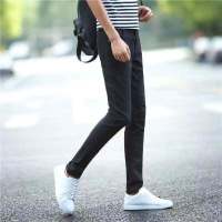 2021春秋季新款潮男牛仔裤子学生休闲宽松浅色老爹九分阔脚印花裤 纯黑4[不推荐] S [收藏商品=优先发货]