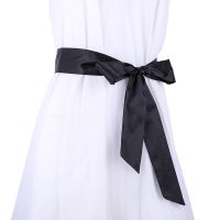 时尚丝巾编织腰带女宽配裙子休闲百搭牛仔裤装饰布腰带腰链配饰潮 不带圈-丝巾黑色