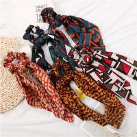 卡燕发圈头饰雪纺仙女发绳蝴蝶结大飘带碎花布艺扎头发皮筋女头花 水墨 飘带发绳1条(颜色款式随机)