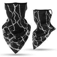 夏季防晒袖套冰丝纹身护臂套遮阳骑行冰袖男骑手遮脸面罩防紫外线 [挂耳面罩]黑暗闪电 80斤-140斤 均码