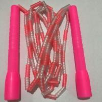 百节跳绳专业花式软性竹节跳绳 珠子跳绳 儿童学生花样珠节跳绳 长柄软珠(粉色)