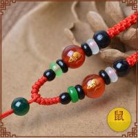 买二送一手工编织吊坠挂绳项链毛衣链翡翠玉坠玉佩男女挂脖黑绳子 红色鼠