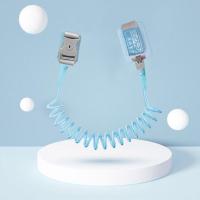 儿童防走失牵引绳宝宝安全出行感应锁小朋友防走丢绳安全手环溜娃 [钥匙锁]蓝色+旋转头 1.5M[推荐1-3岁使用]