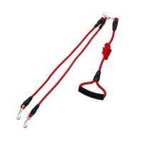 防缠绕可拆卸两只狗一拖二牵引绳小型犬泰迪多条狗狗链子双头大型 红色一拖二 S码