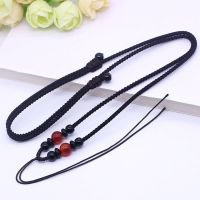 项链绳男女手工编织吊坠绳玛瑙玉珠挂绳可调节DIY高档玉坠挂脖绳 红玛瑙