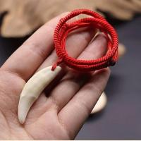 辟邪狼牙项链真狗牙黑狗藏獒牙齿吊坠护身符汽车挂饰男士宝宝饰品 配送红绳 中号狗牙(3.5-3.8厘米)