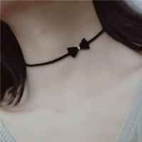 手工编织迪士尼在逃公主蝴蝶结颈链锁骨链女百搭短款项链脖子饰品 黑绳无坠款