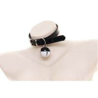 可爱皮革脖环 大铃铛项圈性感勃围牵引链子女仆配件 黑色脖环