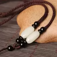 和田玉吊坠挂绳玉坠绳子玉佩的挂件绳玉器玉石玉佛吊绳男女项链绳 咖色和田玉可调节款