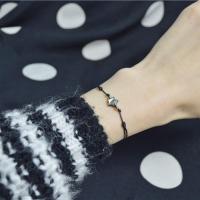 软萌迷你深海蝶贝母白贝壳星星细绳闺蜜手链编织珍珠手绳脚链礼物 黑贝手绳款