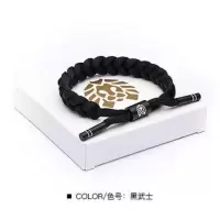 小狮子鞋带手链黑白经典款武士手链男女情侣手环学生鞋带编织手环 黑武士 OPP包装