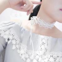 远方情复古流苏蕾丝项链女锁骨链女日韩气质短款颈链新娘配饰品N2 白色蕾丝 绑带款