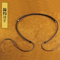 天珠挂绳锁骨横穿吊坠玉石玉坠文玩手工编织绳男女项链挂脖编绳子 咖色简约横穿