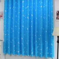 成品窗帘特价清仓卧室宿舍租房短帘小窗帘遮光简约现代免打孔 星月蓝 1米宽*2.2米高[夹子款]1片