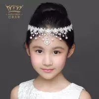 儿童头饰皇冠额头链公主额饰美丽女童礼服配饰皇冠头饰女童发饰 白色珠吊吊 单链