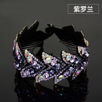 水钻马尾扣丸子头发夹头饰成人韩版马尾夹大号盘发器头圈发饰品 大[马尾扣-荆棘花]紫罗兰