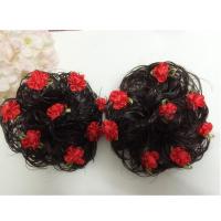 儿童假发发圈女童丸子头皮筋花苞式假发辫子小女孩舞蹈表演头饰 花苞款 红色 1个装