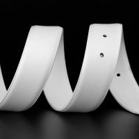 皮带男士真皮白色 平滑扣腰带青年韩版百搭简约潮人学生个性裤带 白色带身(只有带身) 110CM