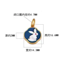 古法沙金烧蓝广寒宫玉兔隔珠吊坠diy手工生肖兔子通孔背云挂坠 蓝色玉兔吊坠(双面不同)/一个
