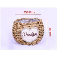 手工编织藤编柳编花篮田园藤式绿萝干花欧式壁挂花盆手提花架摆件 圆口小号