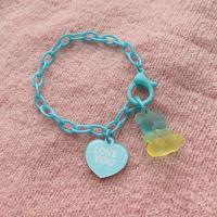 原宿ins磨砂手链小熊软糖情侣手链彩色卡通LOVE可爱少女手链 蓝色