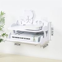 免打孔电视墙上机顶盒厨房置物架路由器桌面收纳浴室防水壁挂花架 布朗熊 赠强力粘钩[瓷砖玻璃乳胶漆墙面首选]