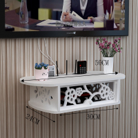 特价免打孔墙上电视柜机顶盒架子路由器收纳置物支架壁挂隔板搁板 H款