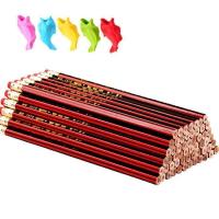 [50支铅笔+2B白橡皮擦]小学生HB无毒铅笔儿童学习文具学习用品 铅笔30支送4个握笔器