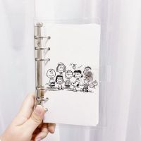 韩国ins简约风 查理史努比手帐本带笔活页格子横线笔记旅行日记本 A6透明史努比 全格子90张