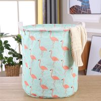 布艺脏衣篮脏衣服收纳筐放衣物娄篮玩具北欧折叠家用洗衣篓桶神器 火烈鸟 特小号16*19(花型随机发)