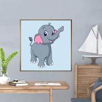 暮屿DIY数字油画填色手工画客厅卧室卡通动漫手绘油彩画装饰画 大象 20*20绷好实木内框