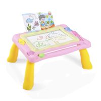 磁性画板积木桌儿童玩具写字板宝宝磁性笔家用涂鸦婴儿1-3岁彩色 磁性画板桌 粉 送画画卡片2个